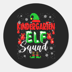 Kindergarten Elf Squad Funny Christmas Elf Kids Te Classic Round Sticker