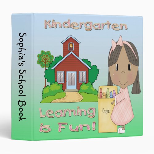 Kindergarten Ethnic Girl Learning is Fun 15 Bind Binder