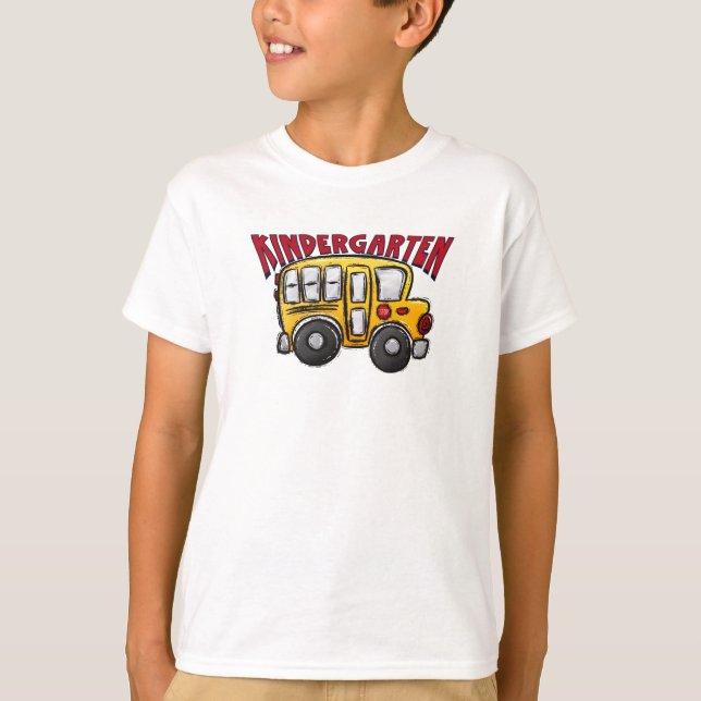 Kindergarten First Day of Kindergarten School Bus T-Shirt (Front)