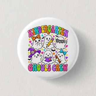 Kindergarten Ghouls Crew Colorful Cute Ghost Button
