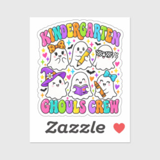 Kindergarten Ghouls Crew Colorful Cute Ghost Sticker
