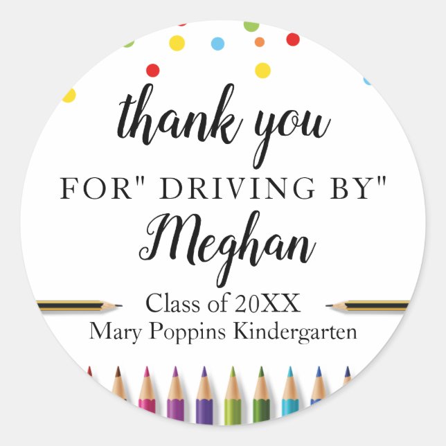 Kindergarten Grad thank you Classic Round Sticker (Front)