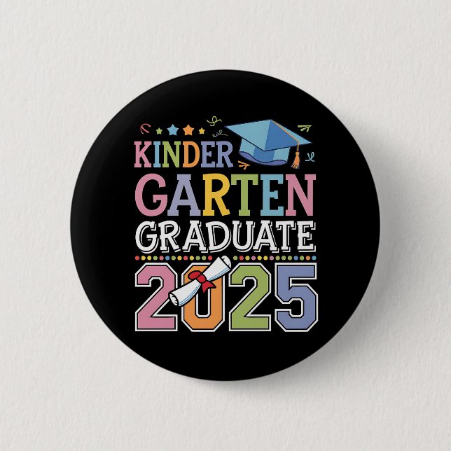 Kindergarten Graduate 2025 Graduation School Button (Front)