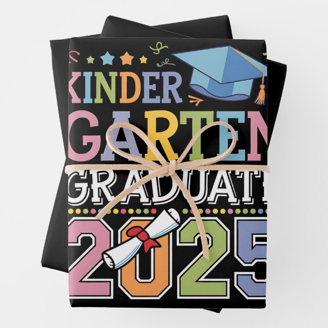 Kindergarten Graduate 2025 Graduation School Wrapping Paper Sheets (In situ)