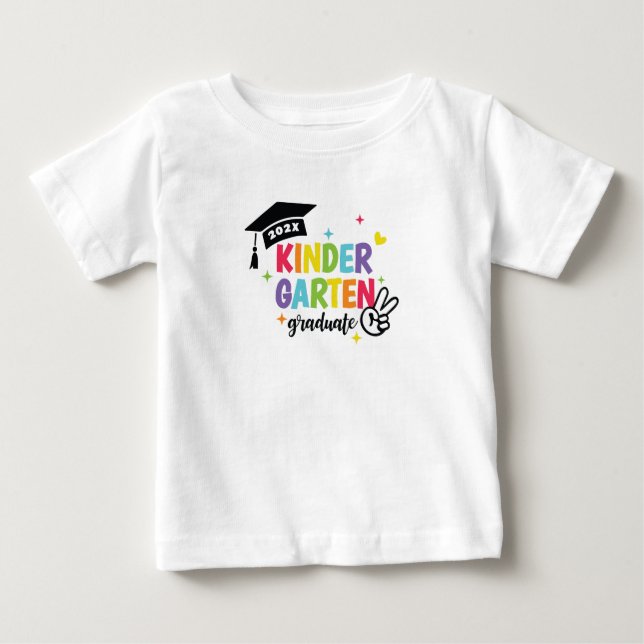 KinderGarten Graduate Colorful Typography Baby T-Shirt (Front)