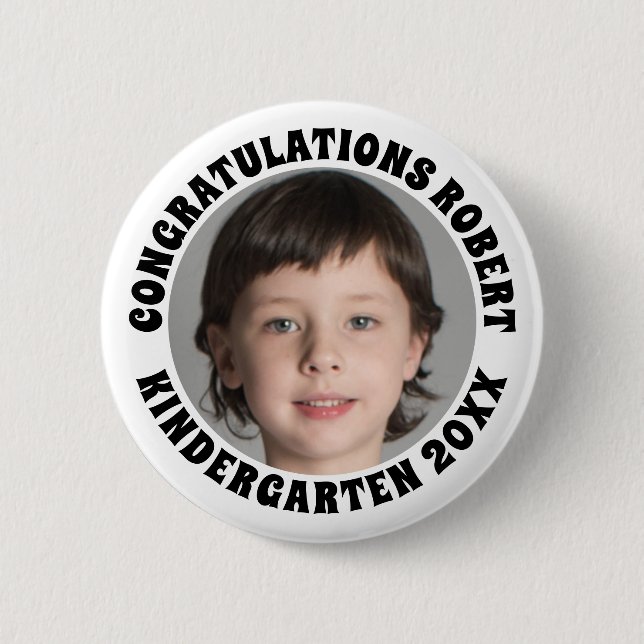 Kindergarten Graduate Congratulations Photo Button (Front)