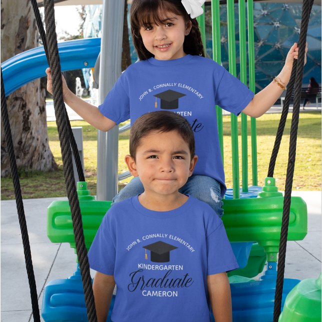 Kindergarten Graduate Custom Kids Graduation Blue T-Shirt (Creator Uploaded)