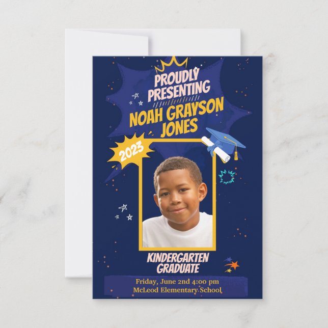 Kindergarten Graduate Custom Photo Announcement (Front)