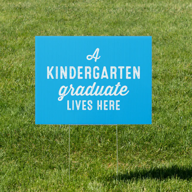 Kindergarten graduate cute light blue personalized sign | Zazzle