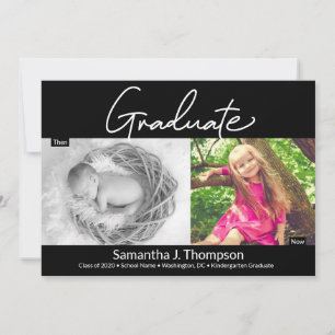 Kindergarten Graduate Then and Now Grad Photo Announcement