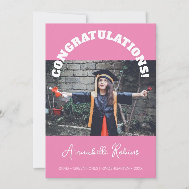 Kindergarten Graduation Announcement Photo Card (Front)