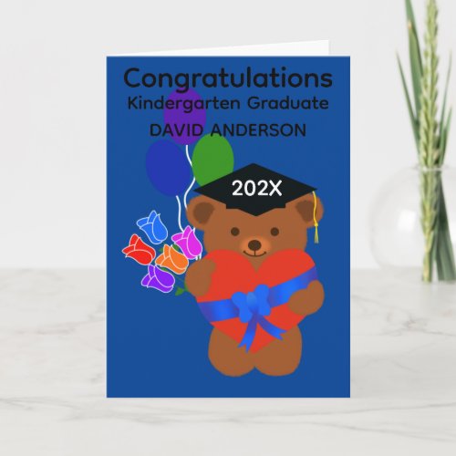 Kindergarten Graduation Bear 3 Card
