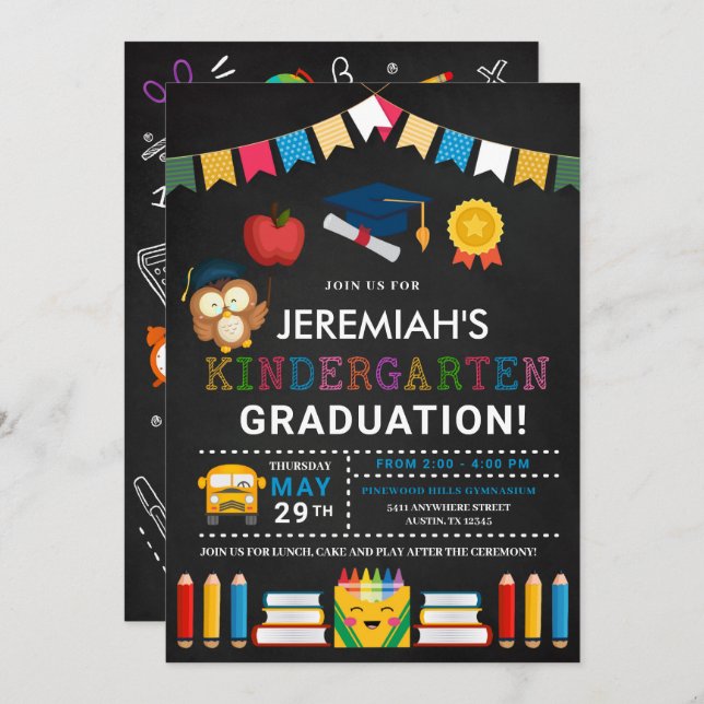 Kindergarten Graduation Chalkboard Invitation (Front/Back)