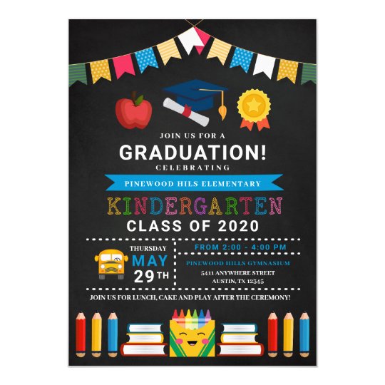 kindergarten graduation chalkboard invitation zazzlecom