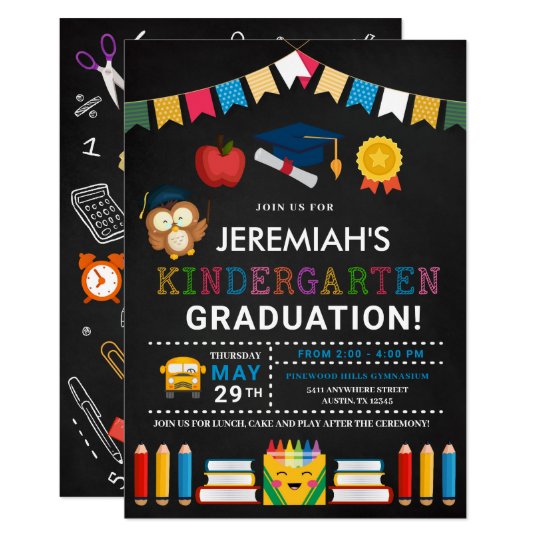 kindergarten graduation chalkboard invitation zazzlecom