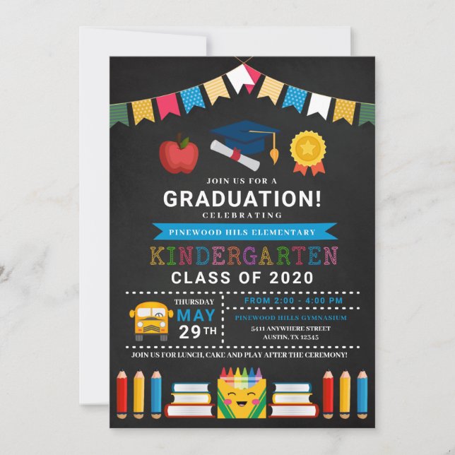 Kindergarten Graduation Chalkboard Invitation (Front)