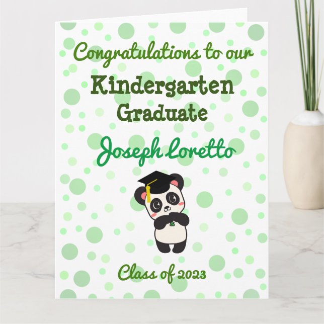 Kindergarten Graduation Congratulations Panda Card (Front)