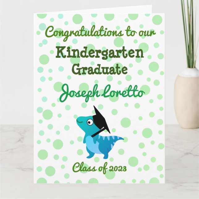 Kindergarten Graduation Congratulations Trex Card (Front)