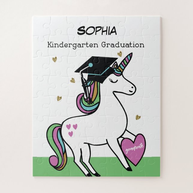 Kindergarten Graduation Congratulations Unicorn Jigsaw Puzzle (Vertical)