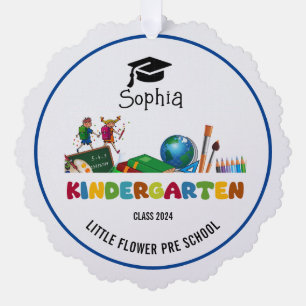 Kindergarten graduation custom name ornament card