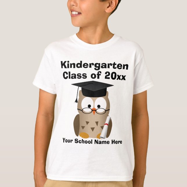 Kindergarten Graduation Custom Wise Owl Kids T-Shirt (Front)