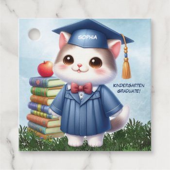Kindergarten Graduation Cute Cat Girl Favor Tags by sandrarosecreations at Zazzle