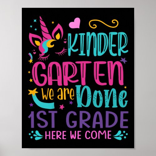Kindergarten Graduation Cute Unicorn Class Of 2023 Poster