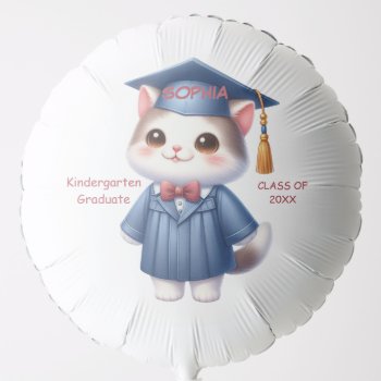 Kindergarten Graduation Girl Cat Balloon by sandrarosecreations at Zazzle