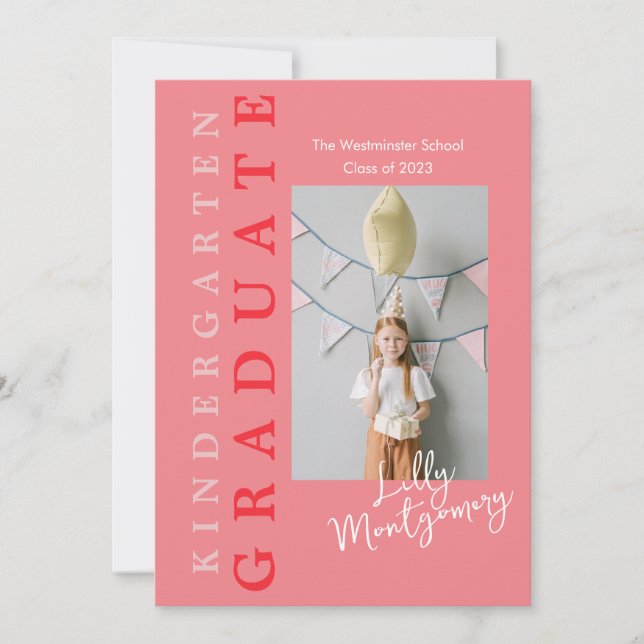 Kindergarten Graduation Invitation Card 5 Photos (Front)