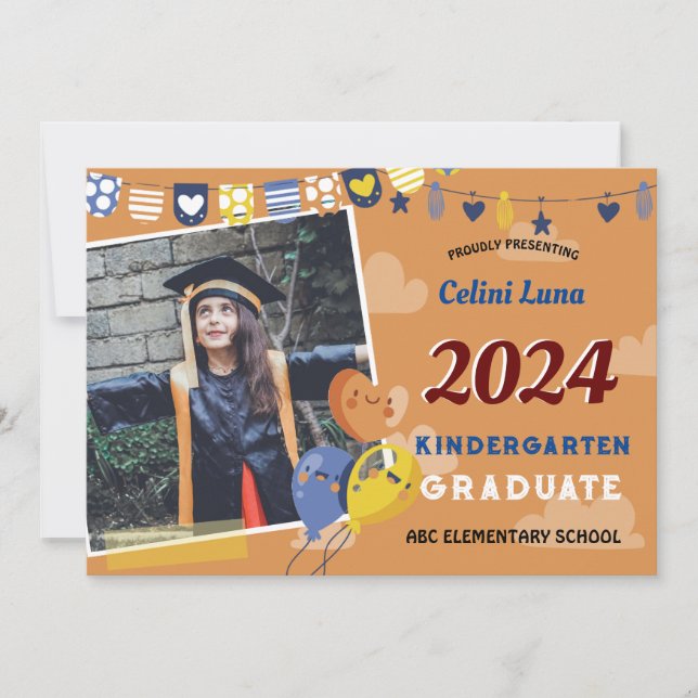 Kindergarten Graduation Invitation with Photo (Front)