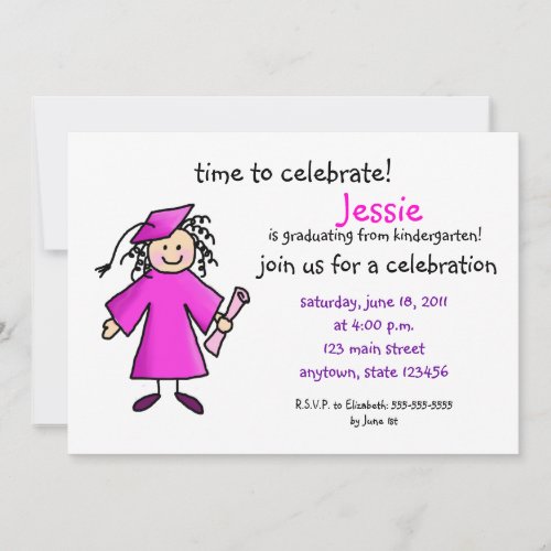Kindergarten Graduation Invite__Girl Pink Invitation