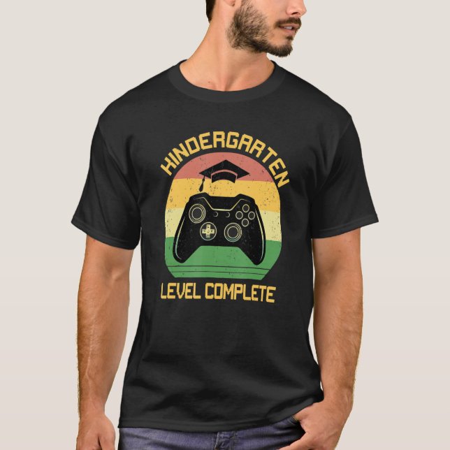 Kindergarten Graduation Level Complete Video Gamer T-Shirt (Front)