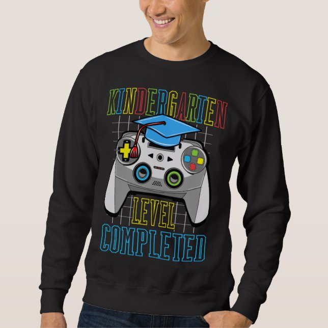 Kindergarten Graduation Level Completed Gamer Kids Sweatshirt (Front)
