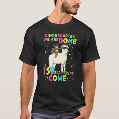 Kindergarten Graduation Magical Sloth Riding Llama T-Shirt