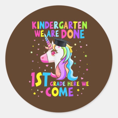 Kindergarten Graduation Magical Unicorn Boys Classic Round Sticker