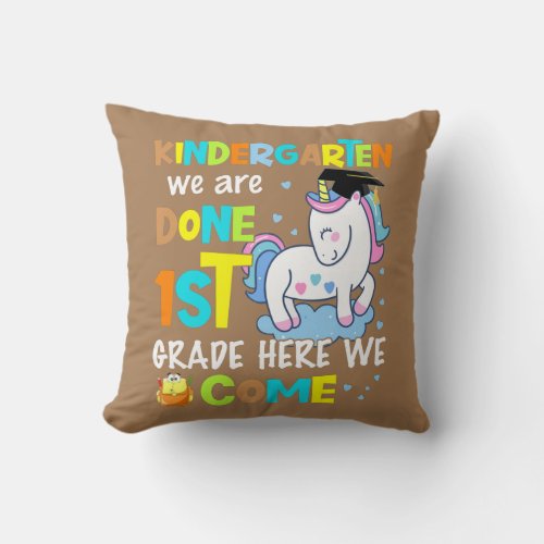 Kindergarten Graduation Magical Unicorn Boys Girl Throw Pillow