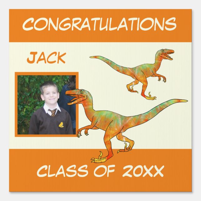 Kindergarten Graduation Photo Dinosaur  Sign (Front)