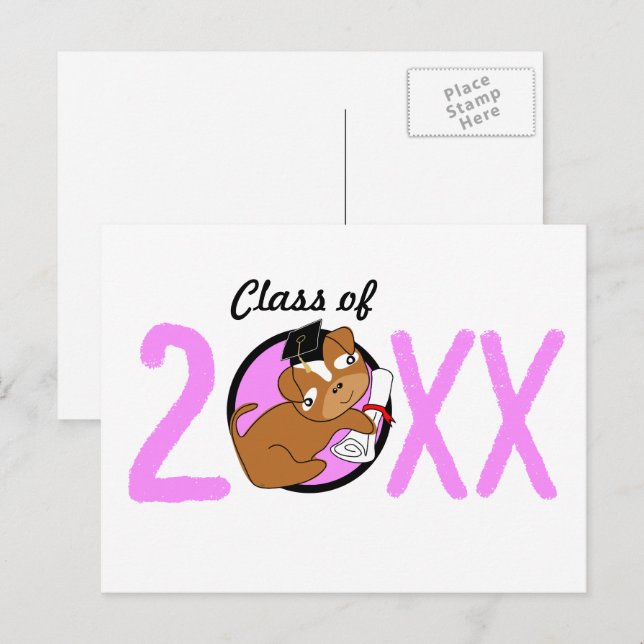 Kindergarten Graduation Puppy Pink Blank Postcard (Front/Back)