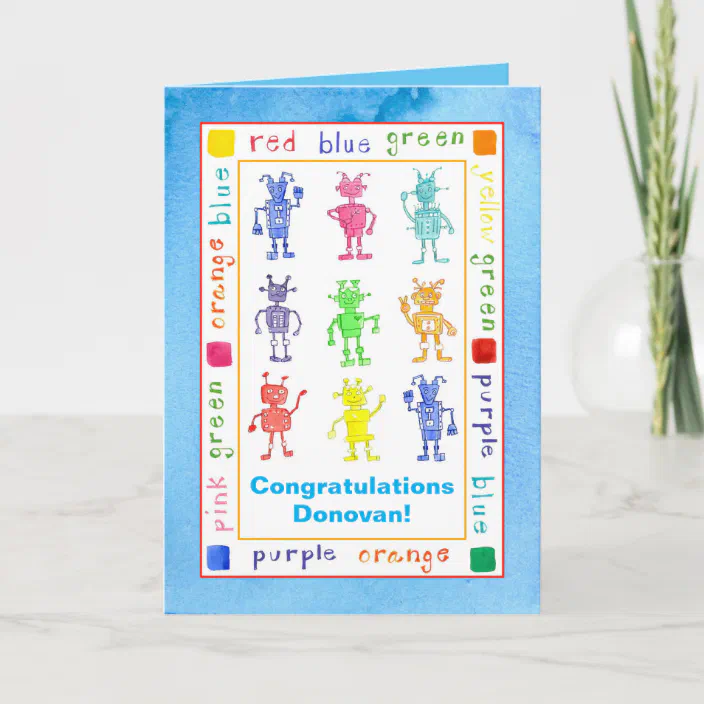 Hand made Graduation Congratulations card Blue or Pink Personalised 