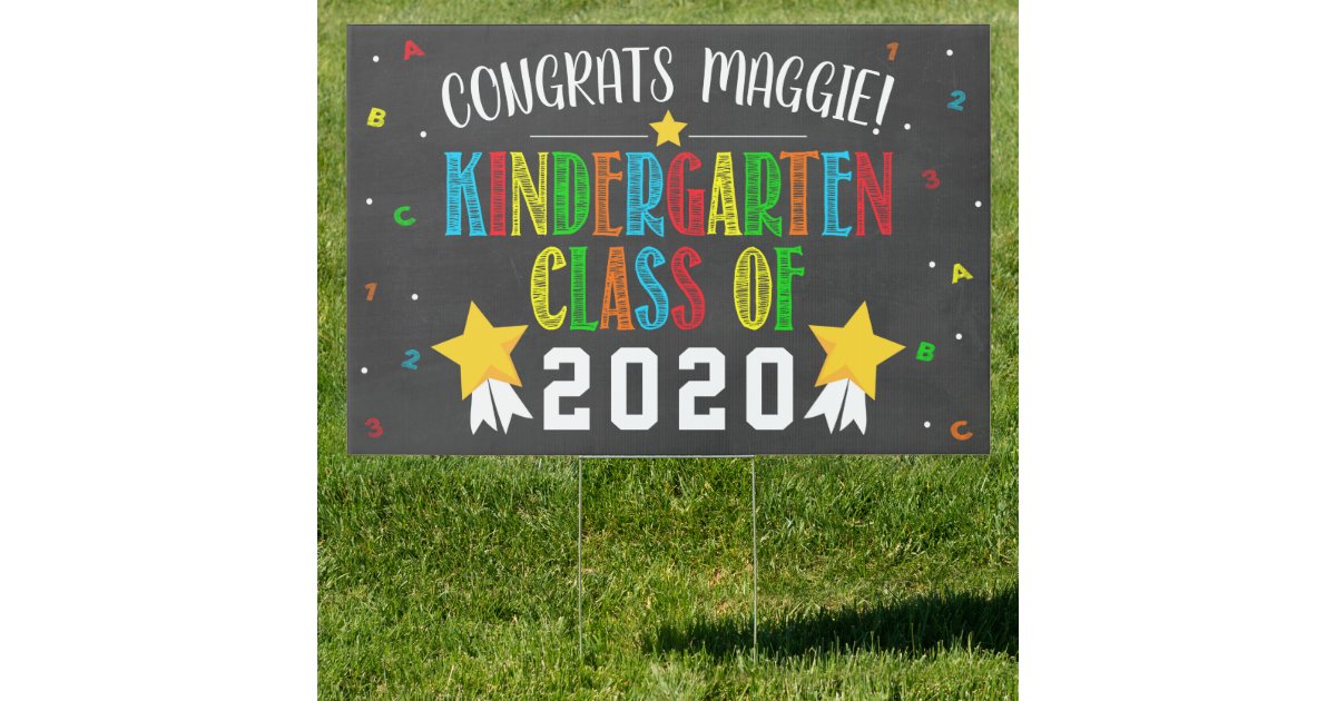 kindergarten graduation sign primary colors zazzlecom