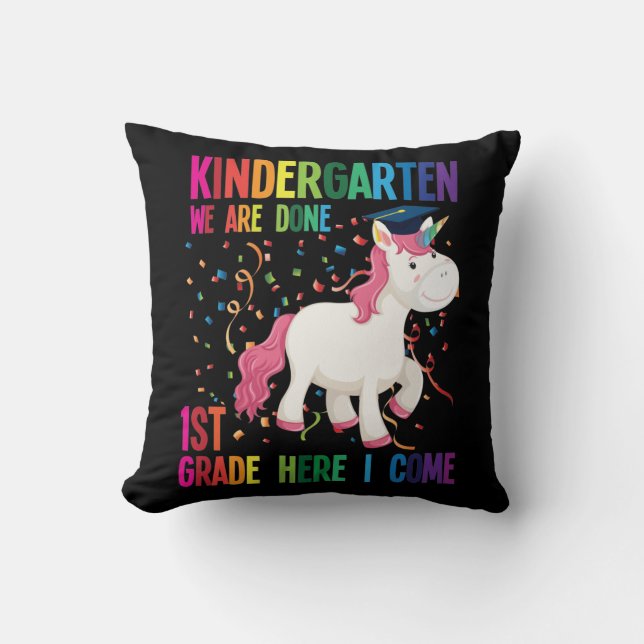 Kindergarten Graduation Surprise First Grade Kids Throw Pillow (Front)