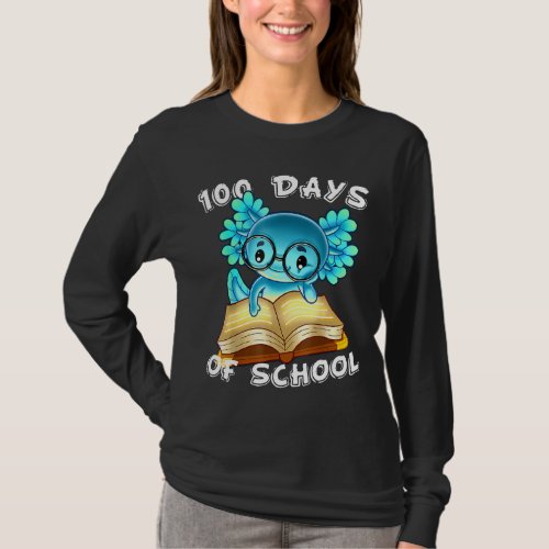 Kindergarten Happy 100 Days Of School Funny Axolot T_Shirt