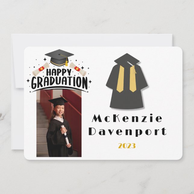 Kindergarten Happy Graduation Add Photo Invitation (Front)