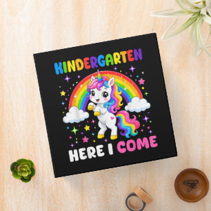 Kindergarten Here I Come Unicorn Back to School 3 Ring Binder