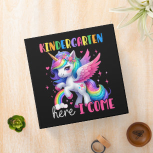 Kindergarten Here I Come Unicorn Back to School 3 Ring Binder