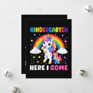Kindergarten Here I Come Unicorn Back to School Holiday Card