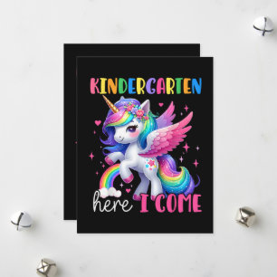 Kindergarten Here I Come Unicorn Back to School Holiday Card