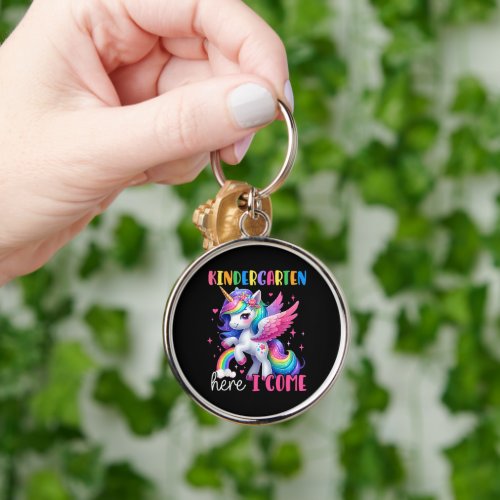 Kindergarten Here I Come Unicorn Back to School Keychain