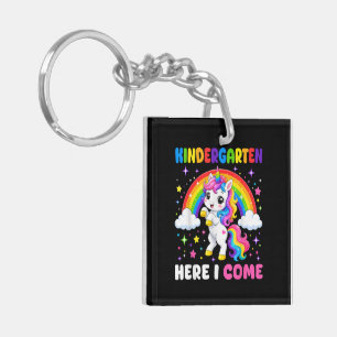 Kindergarten Here I Come Unicorn Back to School Keychain