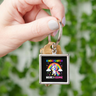 Kindergarten Here I Come Unicorn Back to School Keychain